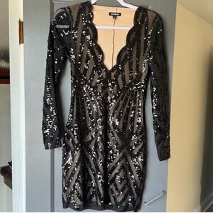 Express black sequin dress
